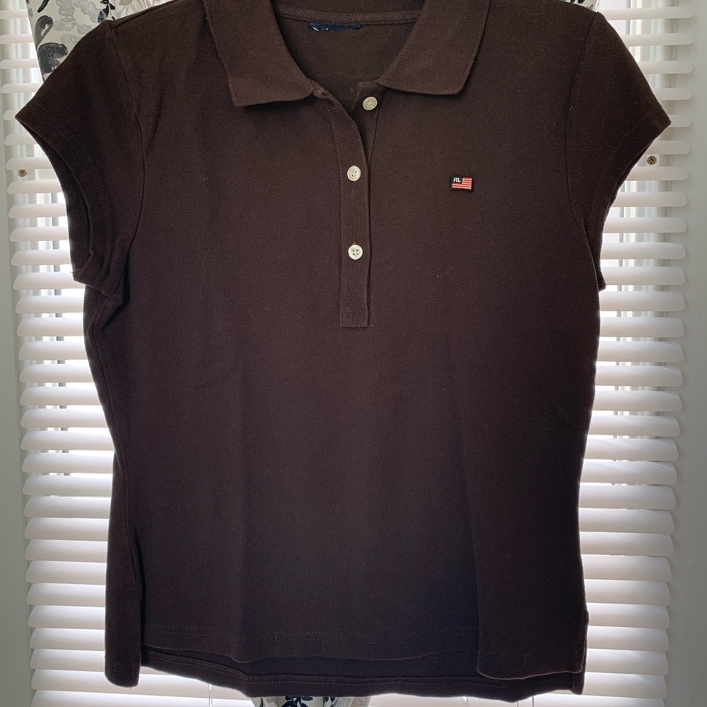 Ralph Lauren Womens cotton Polo Shirt - Size Med Color -Brown